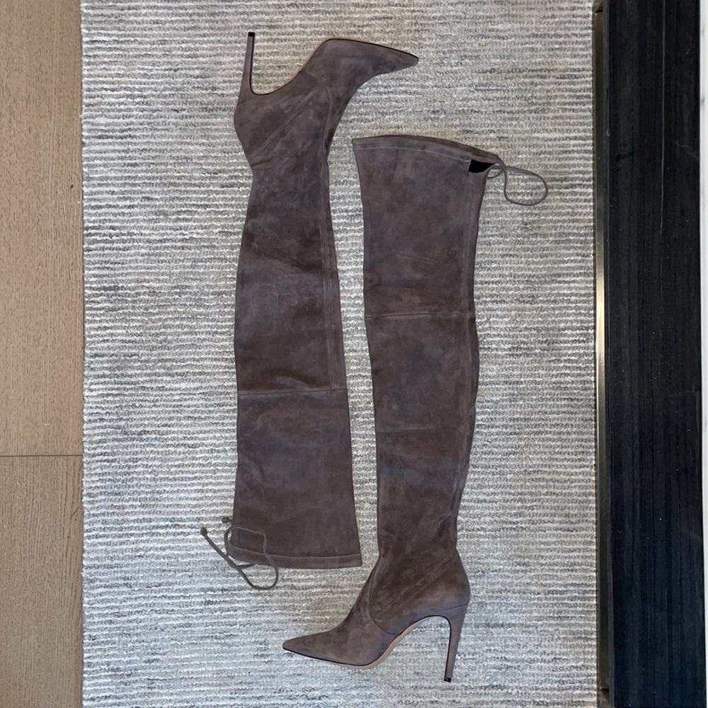 NEW Jean-Michel Cazabat Paris Taupe Elisabella Over The Knee Boots Size 39